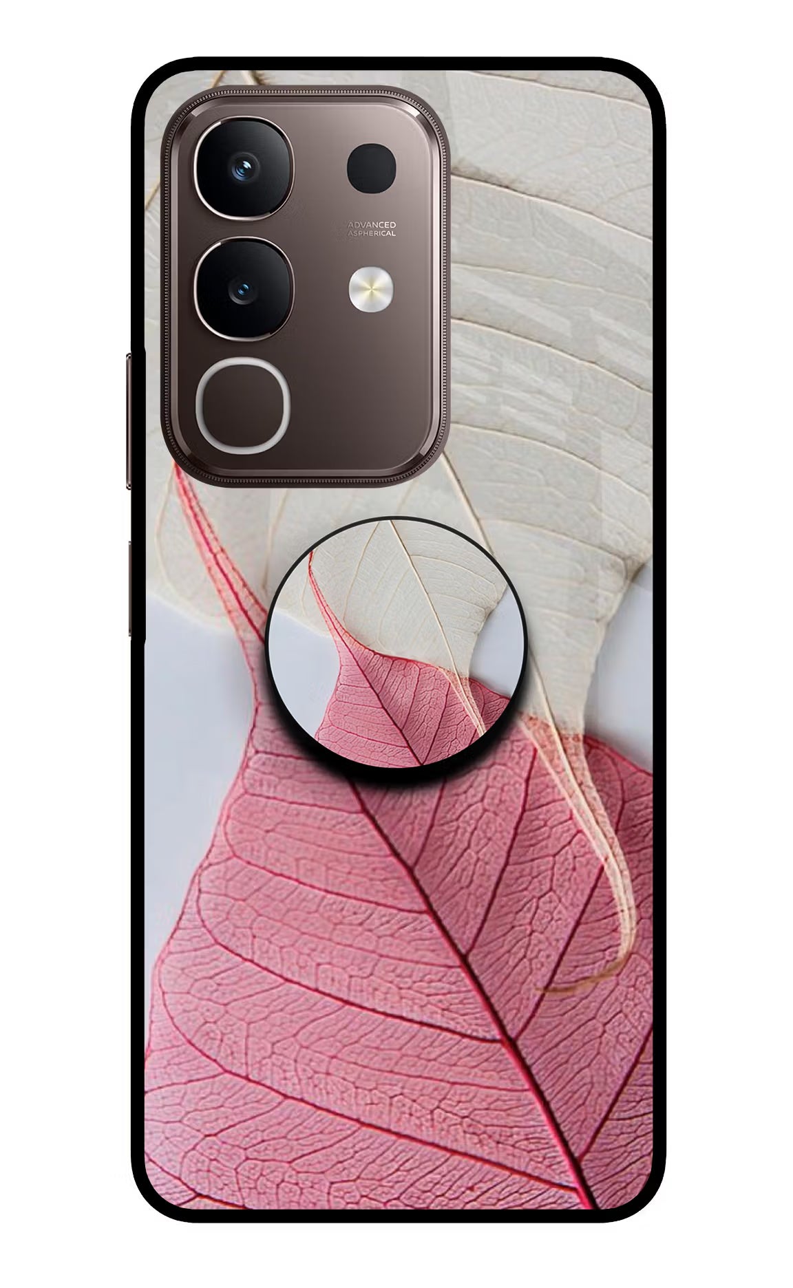White Pink Leaf Vivo Y31 Pro 5G Pop Case by Casekaro