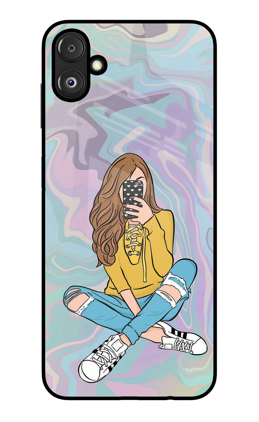 Selfie Girl Samsung F14 5G Back Cover, Glass case