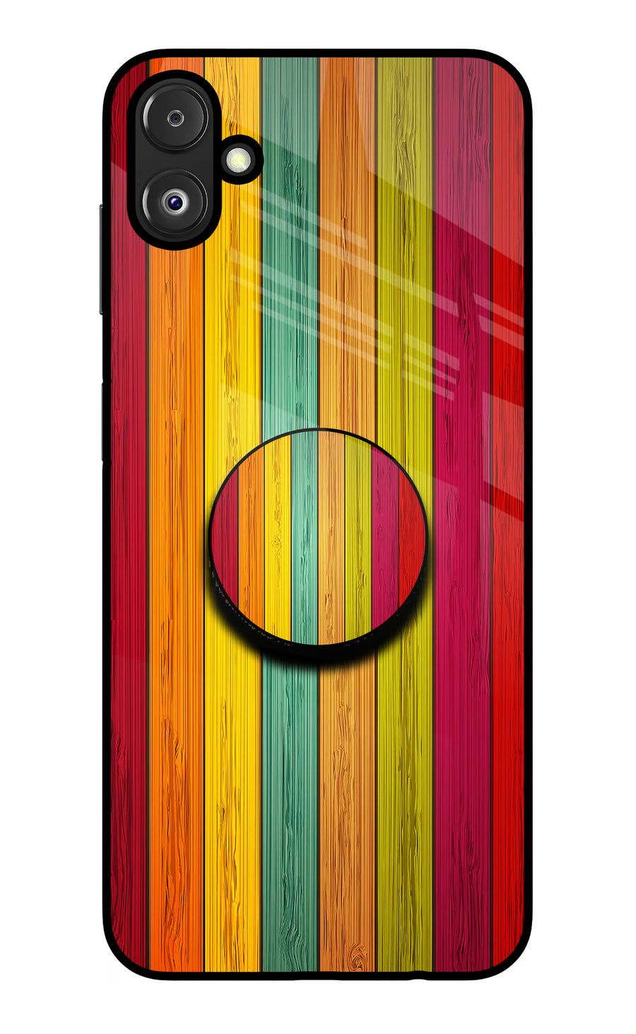 Multicolor Wooden Samsung F14 5G Pop Case, Glass case