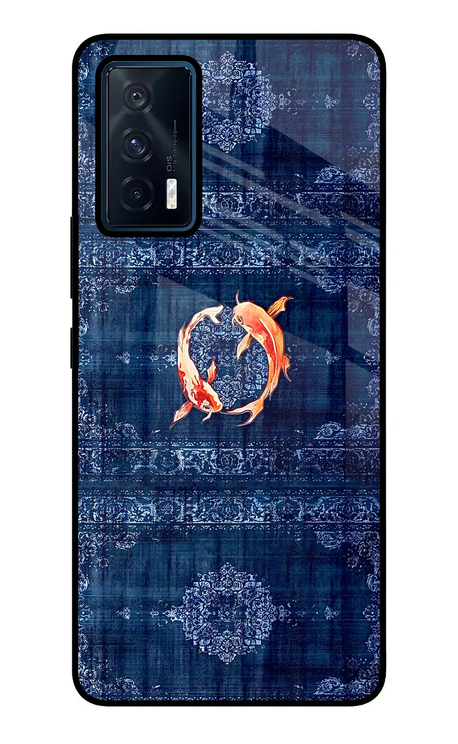 Koi Blue iQOO 7 5G Back Cover, Glass case