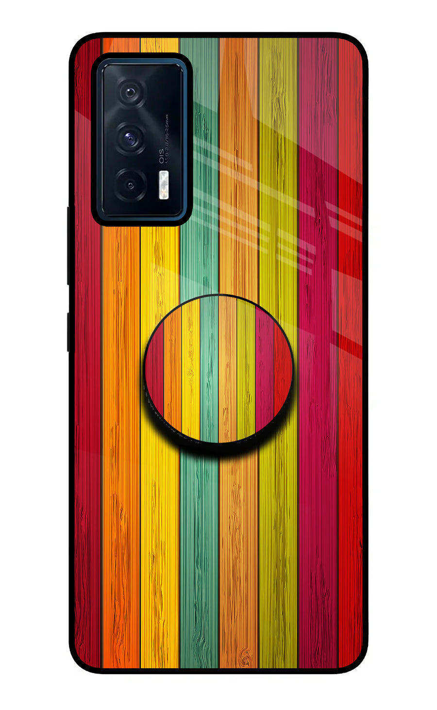 Multicolor Wooden iQOO 7 5G Pop Case, Glass case