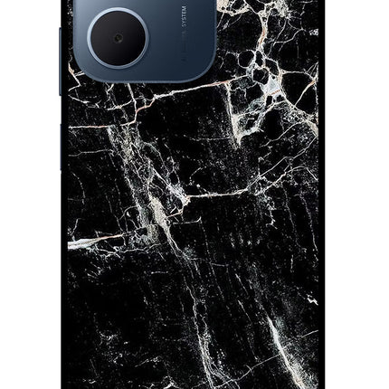 Black Marble Texture Oppo A5x 5G Glass Case Back Cover by Casekaro
