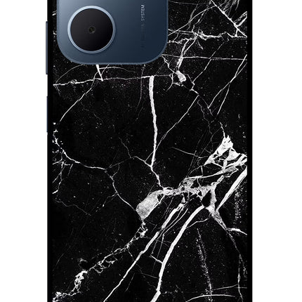 Black Marble Pattern Oppo A5x 5G Glass Case Back Cover by Casekaro