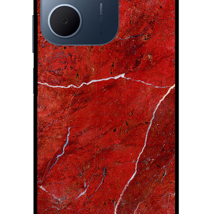 Red Marble Design Oppo A5x 5G Glass Case Back Cover by Casekaro