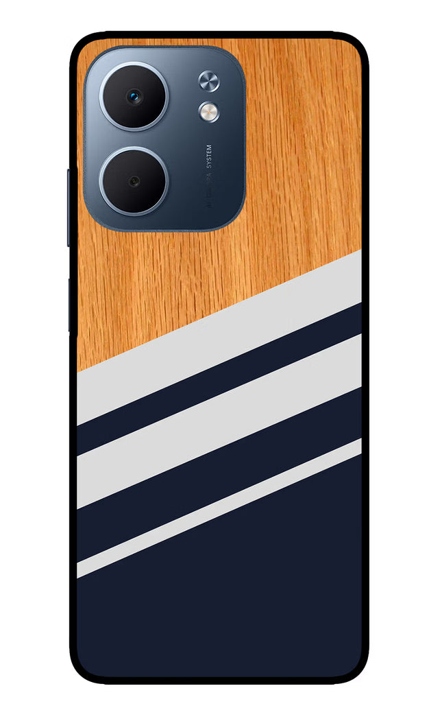 Blue and white wooden Oppo A5x 5G Glass Case
