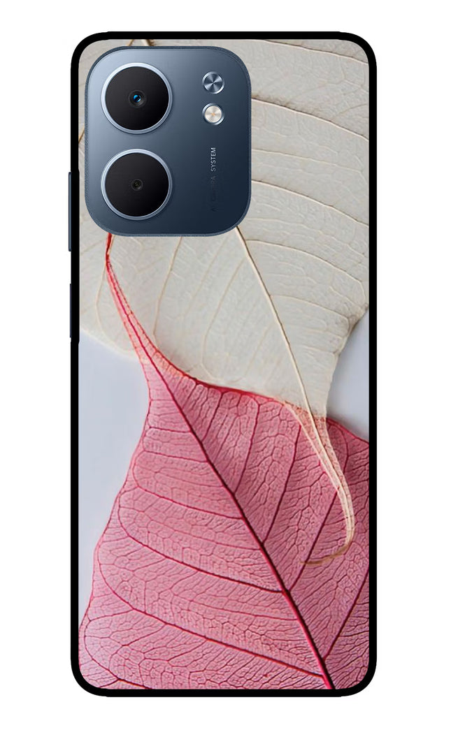 White Pink Leaf Oppo A5x 5G Glass Case Back Cover by Casekaro