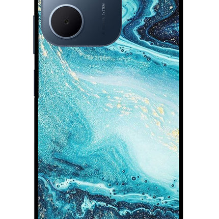 Blue Glitter Marble Oppo A5x 5G Glass Case