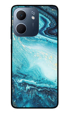 Blue Glitter Marble Oppo A5x 5G Glass Case