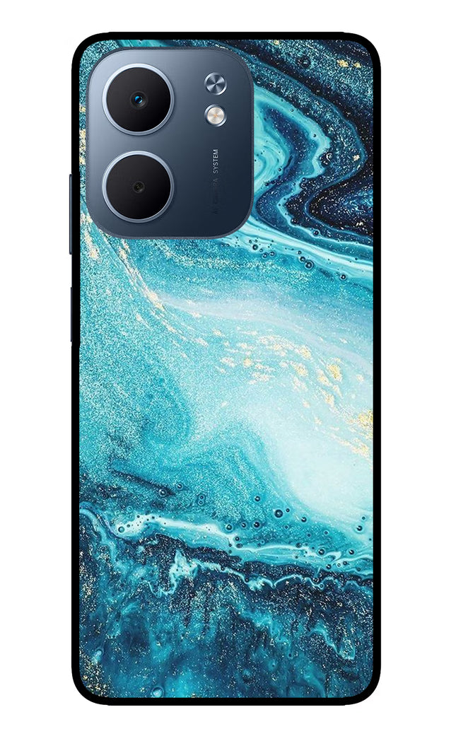 Blue Glitter Marble Oppo A5x 5G Glass Case