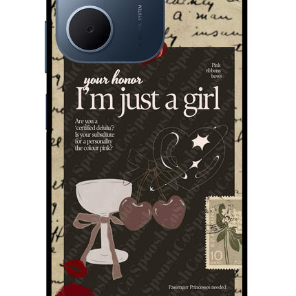 I am just a girl Oppo A5x 5G Glass Case Back Cover by Casekaro