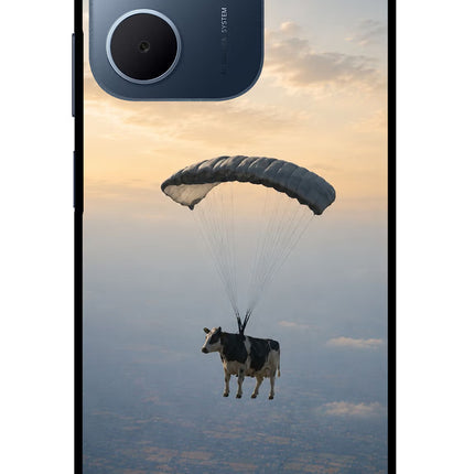 Skydiving Cow Oppo A5x 5G Glass Case
