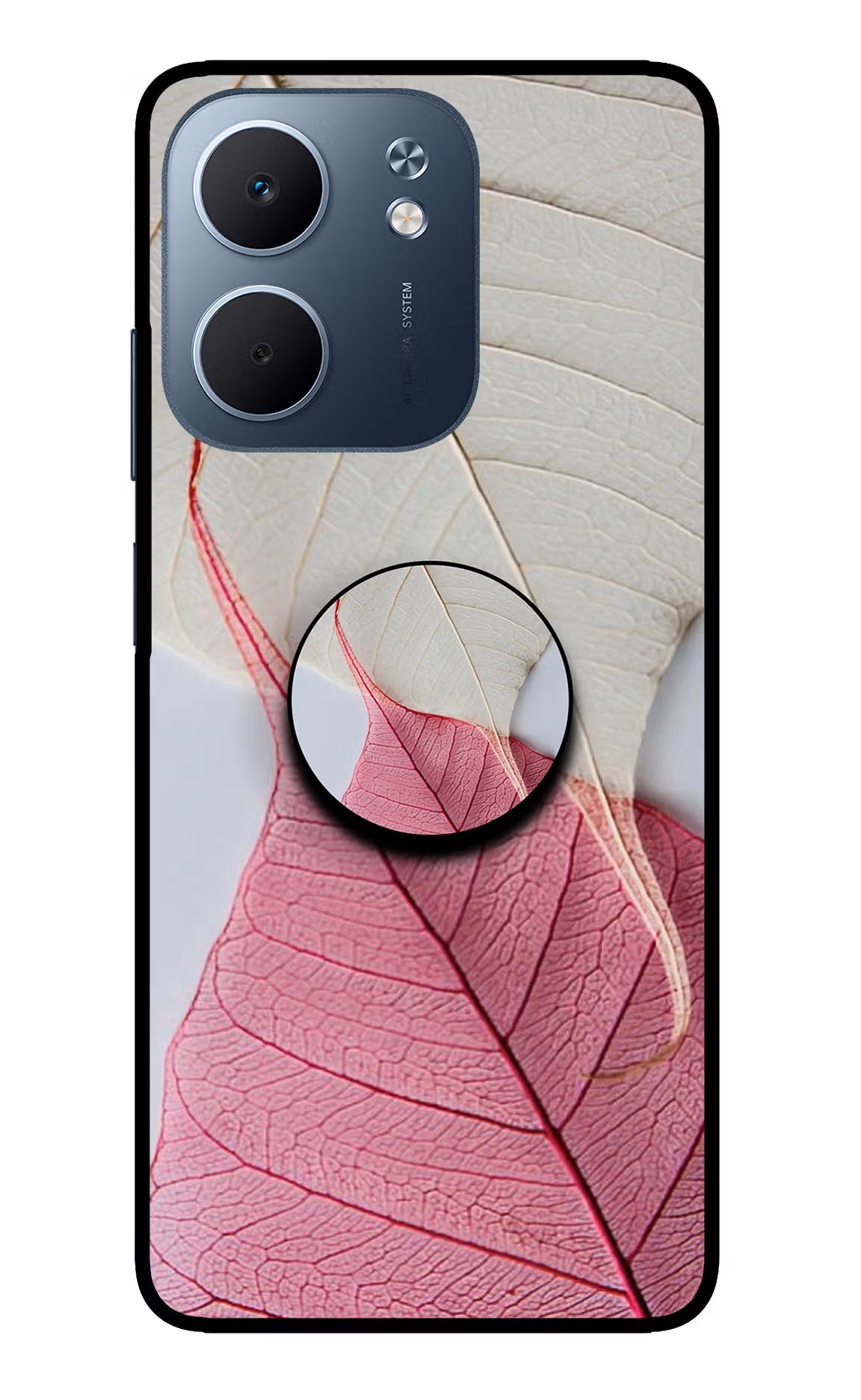 White Pink Leaf Oppo A5x 5G Pop Case by Casekaro