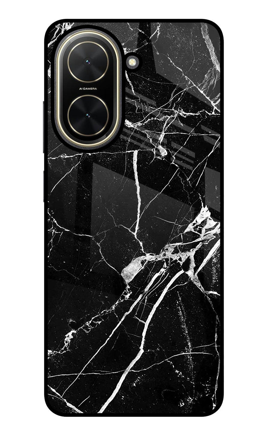 Black Marble Pattern Poco C71 Back Cover, Glass case