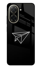 Paper Plane White Poco C71 Glass Case Back Cover by Casekaro