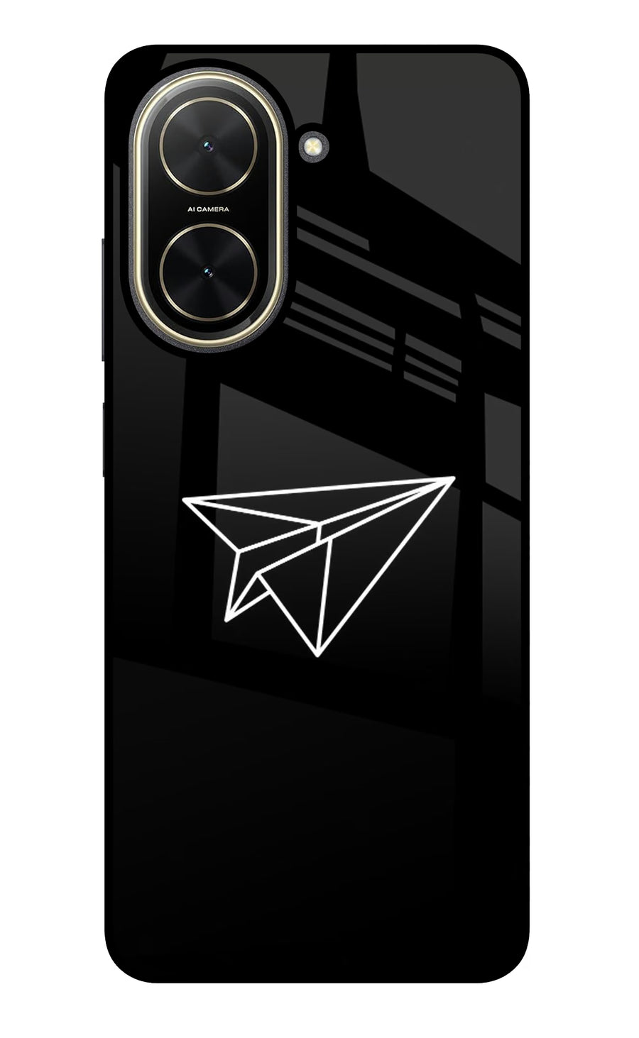 Paper Plane White Poco C71 Back Cover, Glass case