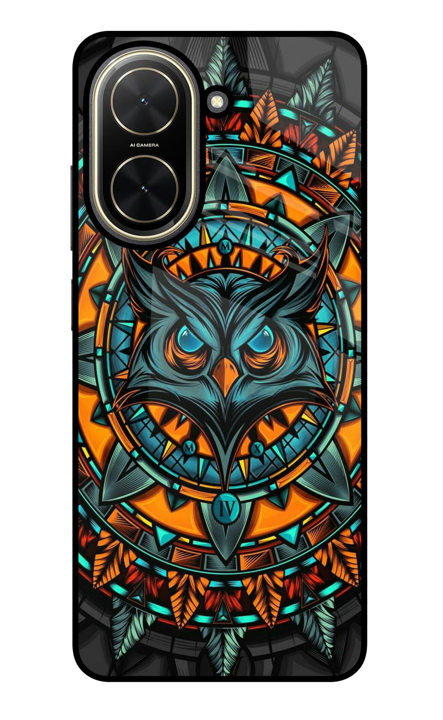 Angry Owl Art Poco C71 Back Cover, Glass case