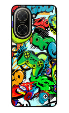 Game Doodle Poco C71 Glass Case Back Cover by Casekaro
