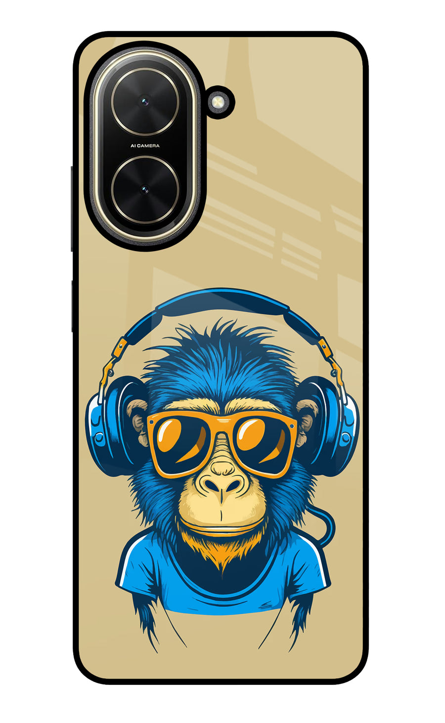 Monkey Headphone Poco C71 Back Cover, Glass case