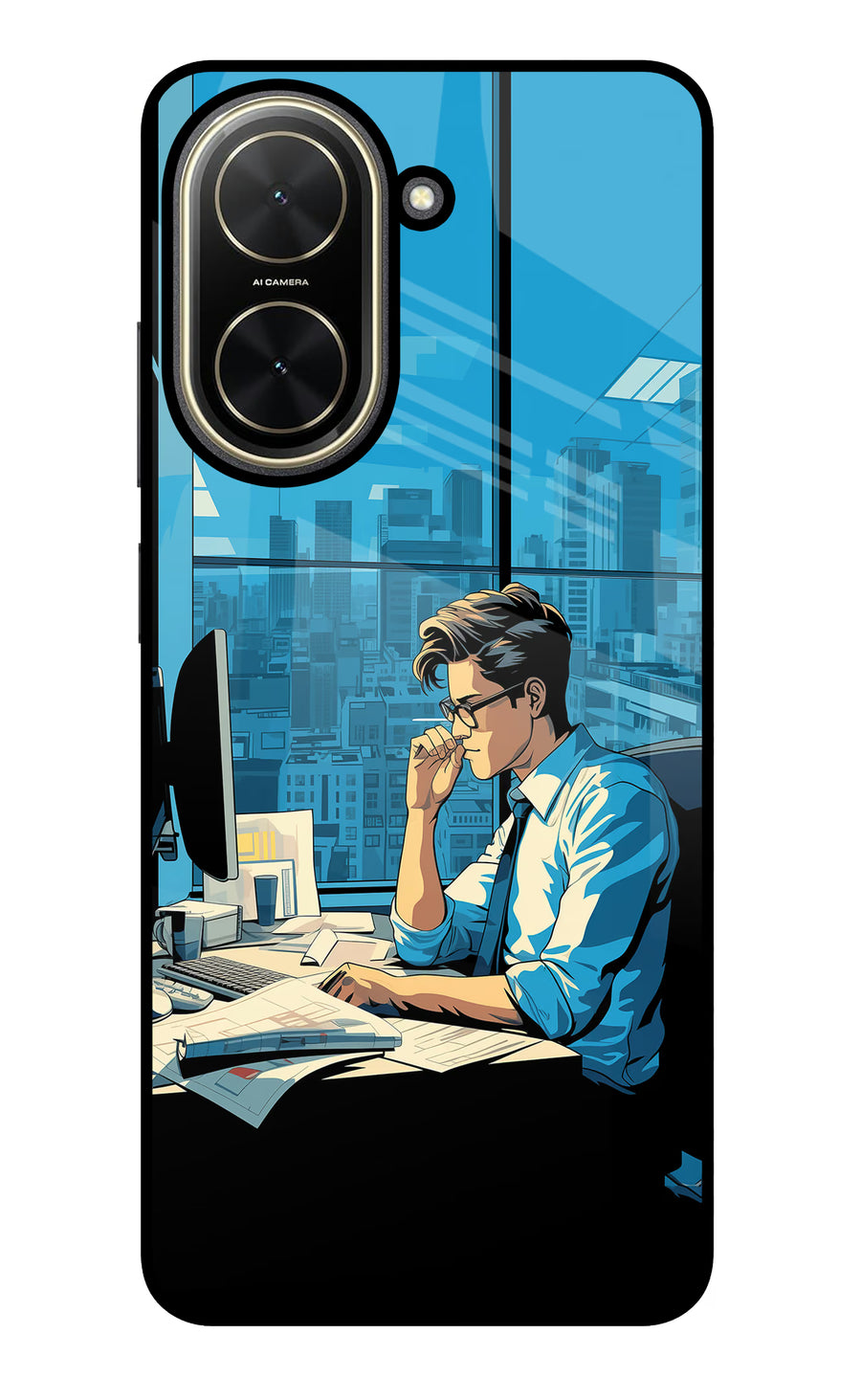 Focused Hustler (AI Generated) Poco C71 Back Cover, Glass case