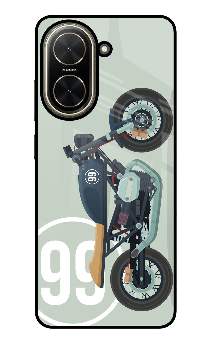 Classic Cafe Racer 99 Poco C71 Back Cover, Glass case