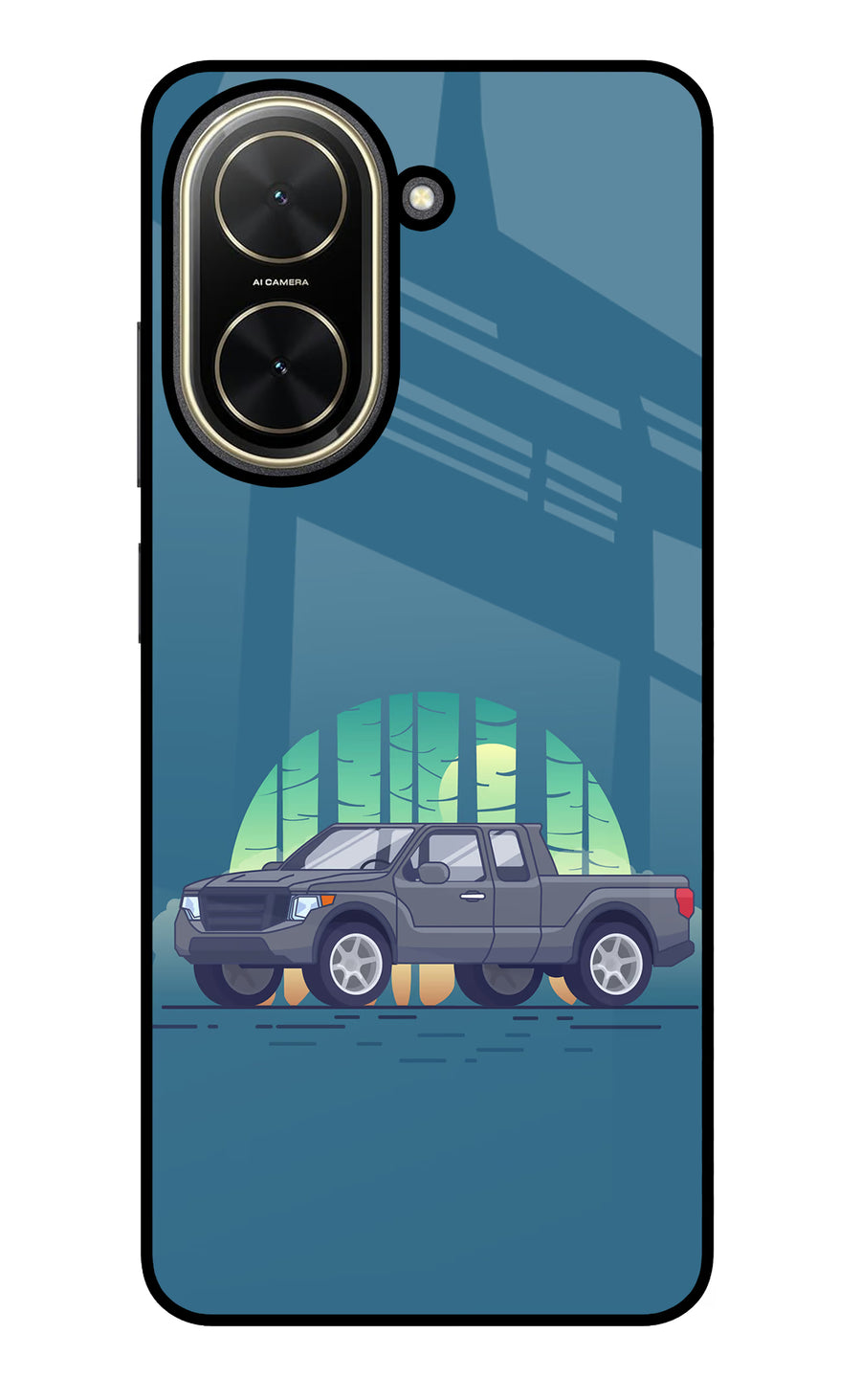Retro Garage Vibe Poco C71 Back Cover, Glass case