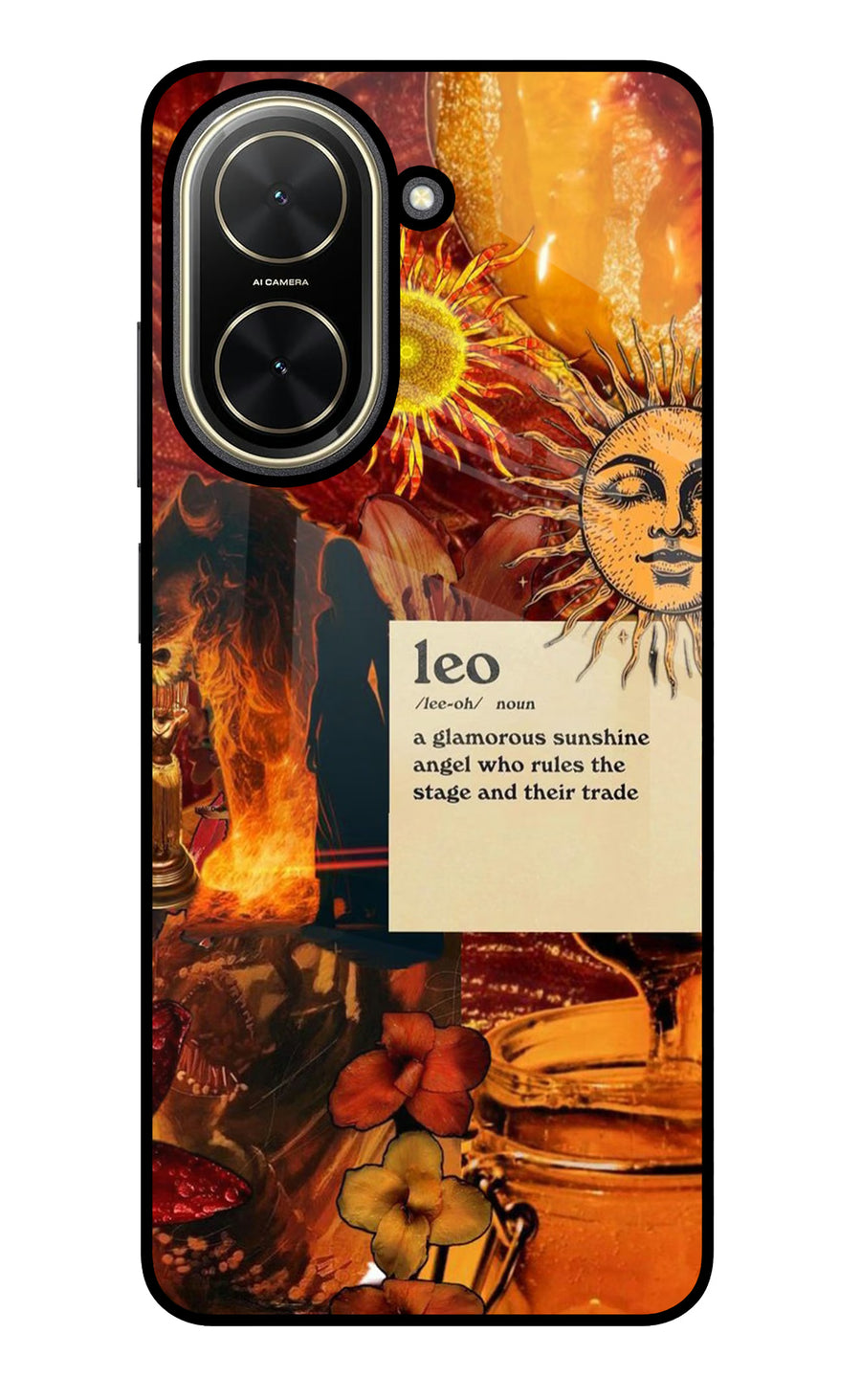 Leo Zodiac Poco C71 Back Cover, Glass case