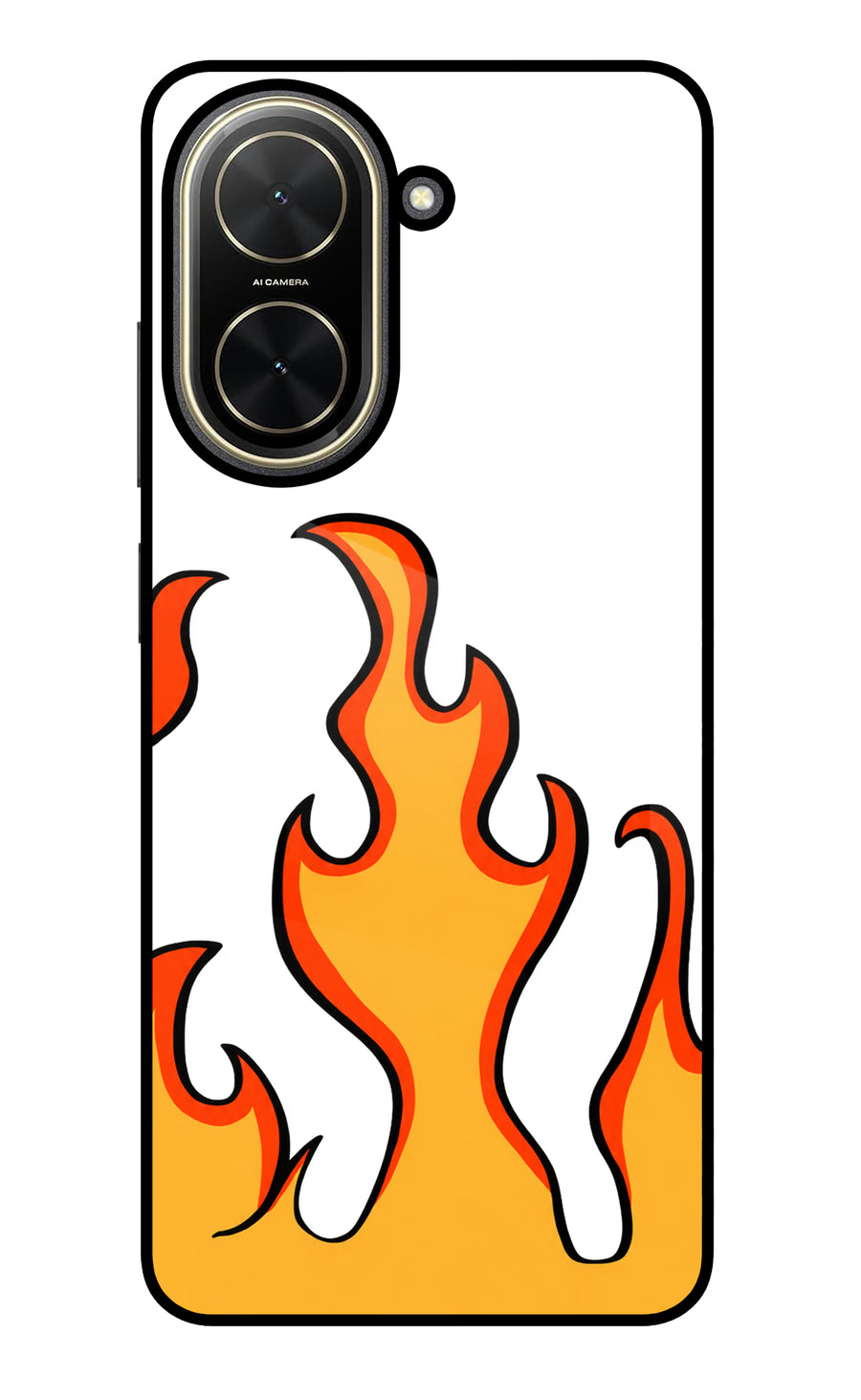 Fired Up – White Poco C71 Back Cover, Glass case