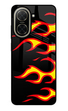 Side Sweep Flames Poco C71 Glass Case Back Cover by Casekaro