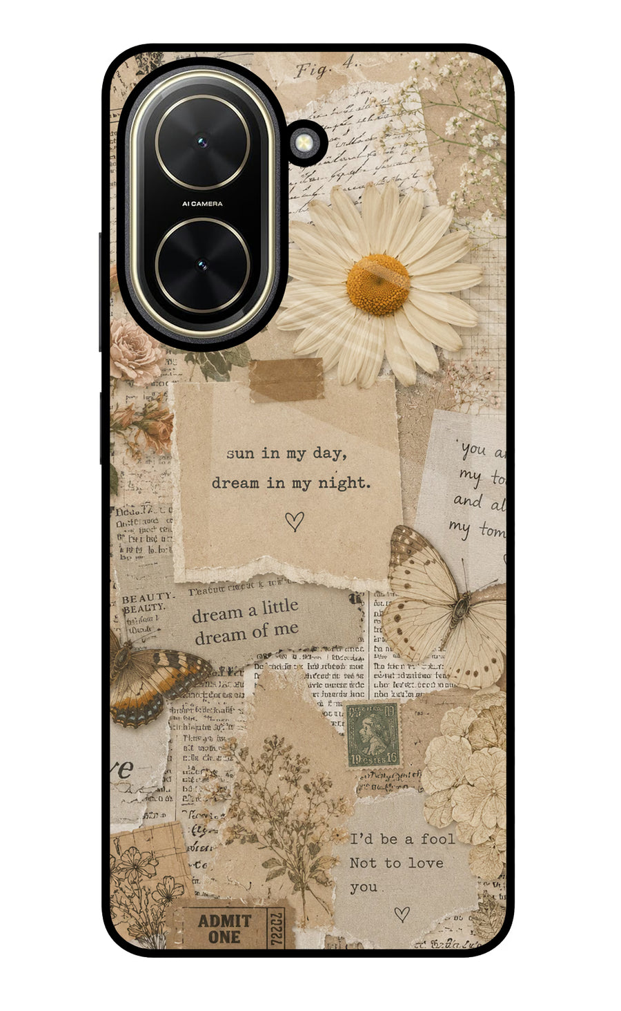 Vintage case Poco C71 Back Cover, Glass case