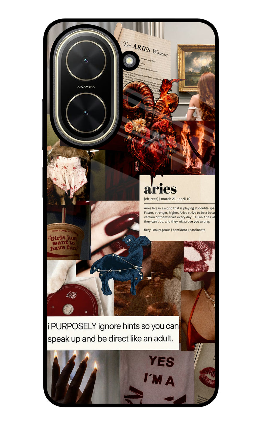 Zodiac Aries Poco C71 Back Cover, Glass case