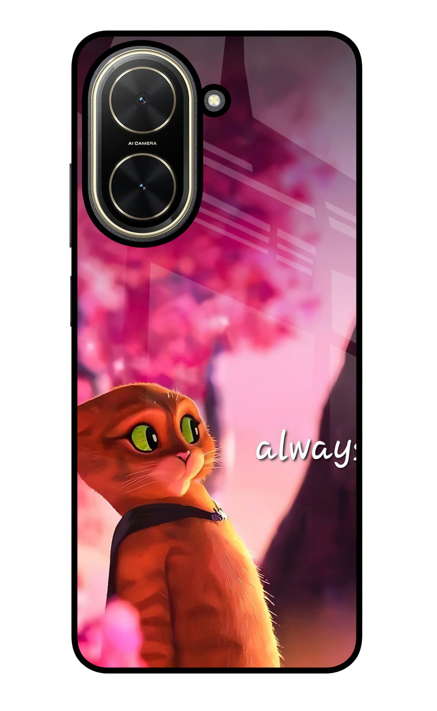 Always Cat Poco C71 Back Cover, Glass case