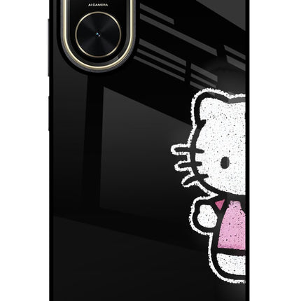 Kitty Charm Poco C71 Glass Case Back Cover by Casekaro