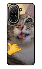 Silly Cat Call Poco C71 Glass Case Back Cover by Casekaro