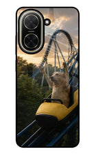Rollercoaster Dog Poco C71 Glass Case Back Cover by Casekaro