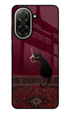 Midnight Cat Poco C71 Glass Case Back Cover by Casekaro