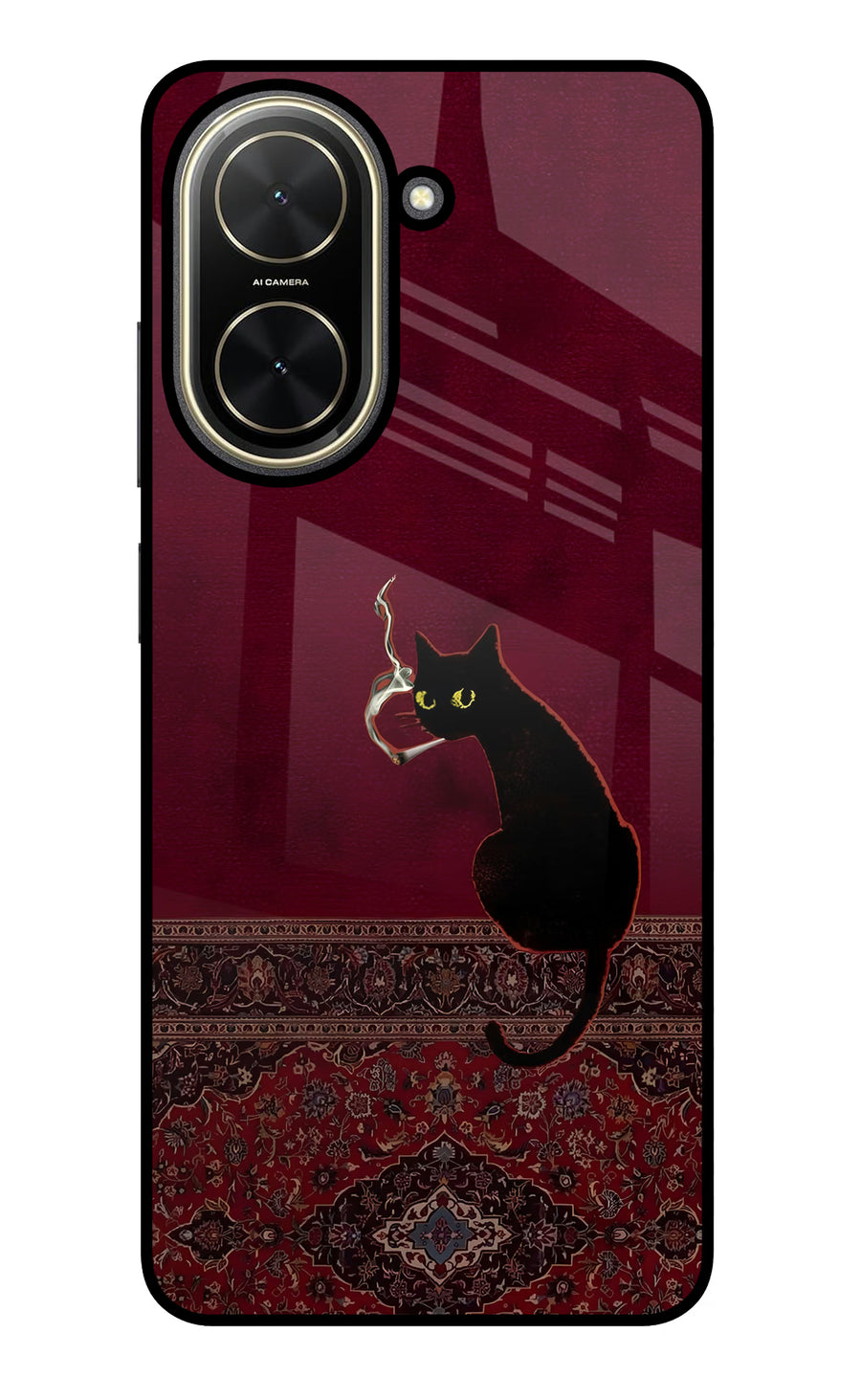 Midnight Cat Poco C71 Back Cover, Glass case