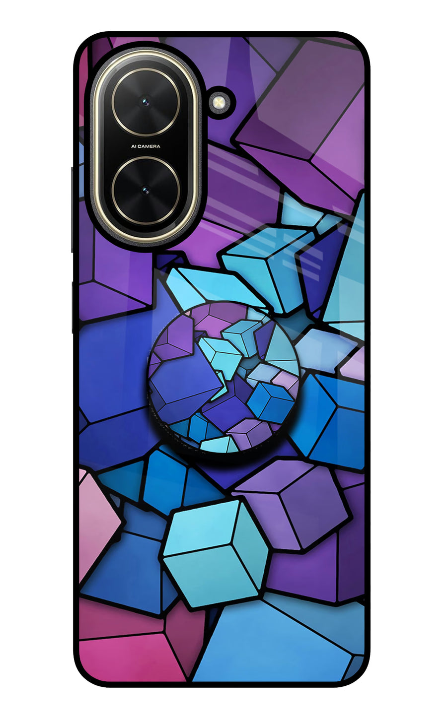 Cubic Abstract Poco C71 Pop Case, Glass case