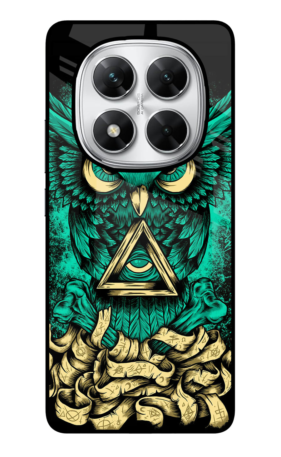 Green Owl Poco X7 5G Back Cover, Glass case
