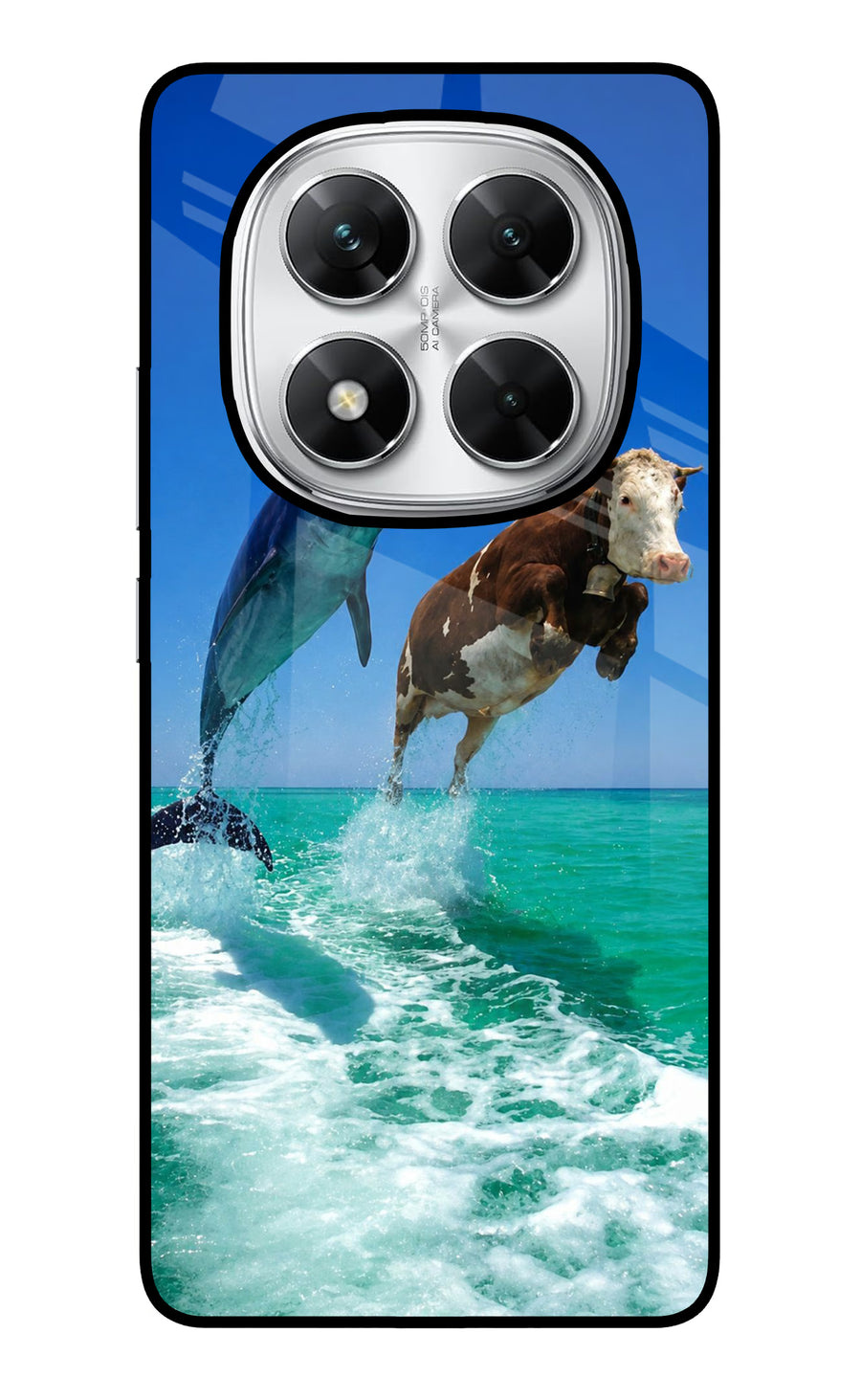 Dolphin vs Cow Poco X7 5G Back Cover, Glass case