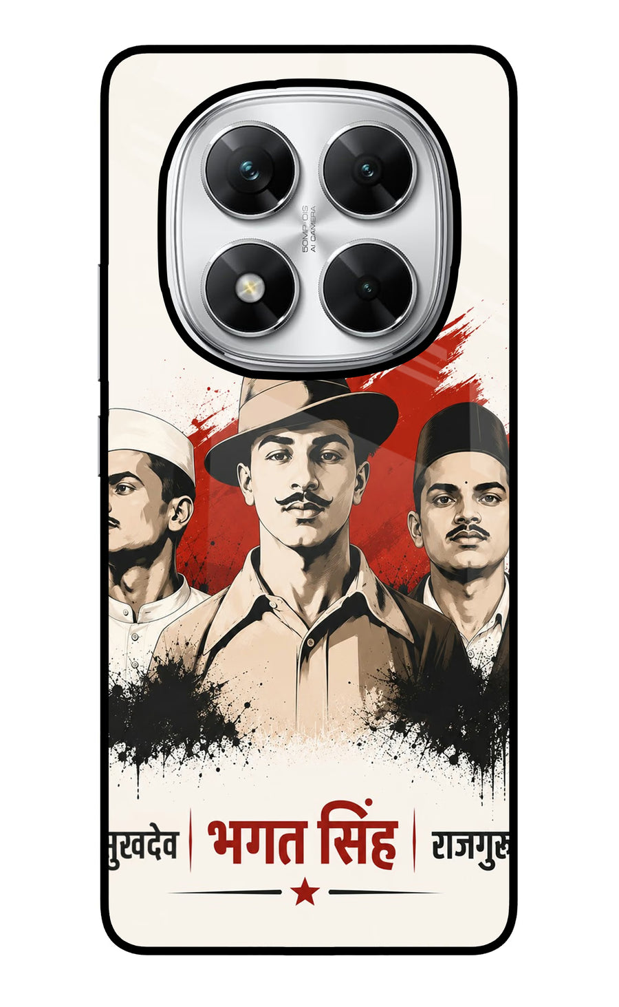 Bhagat Singh Trio Poco X7 5G Back Cover, Glass case