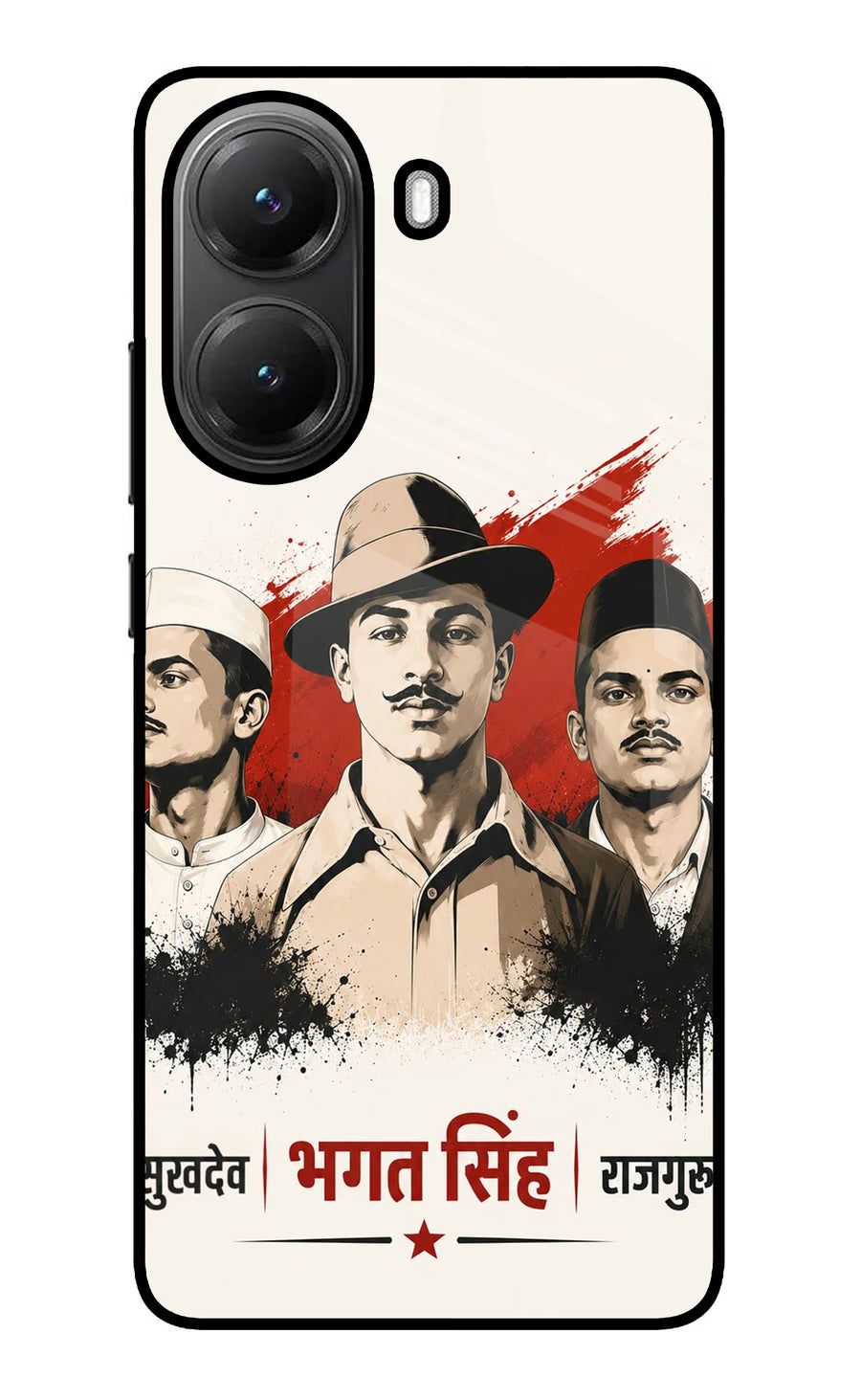 Bhagat Singh Trio Poco X7 Pro 5G Back Cover, Glass case