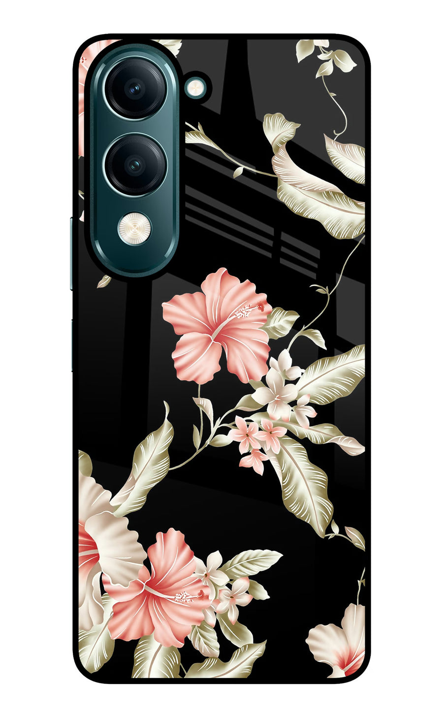 Flowers Vivo Y19 5G Back Cover, Glass case