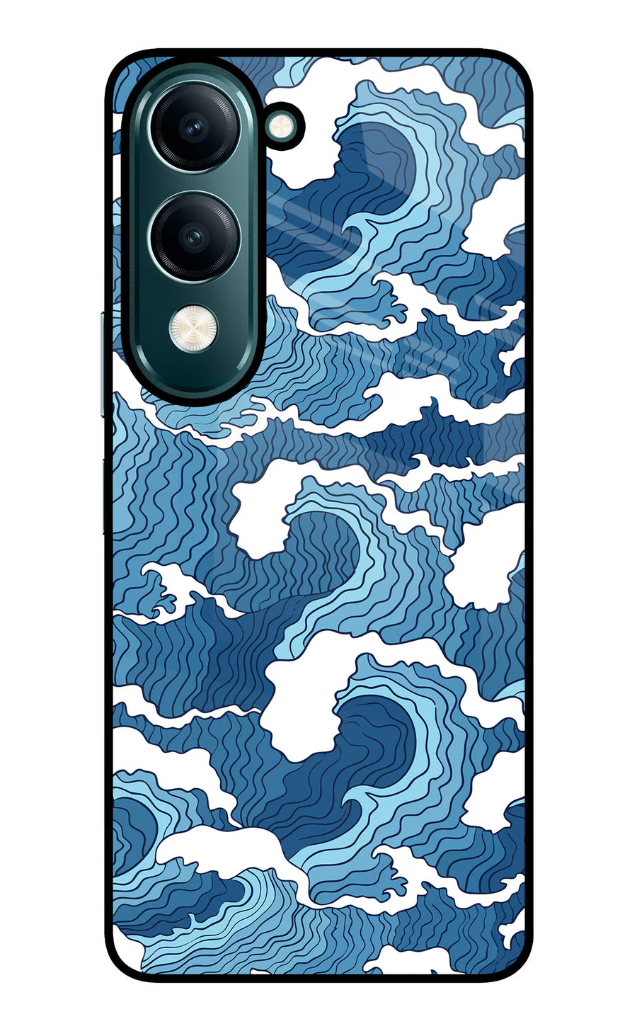 Blue Waves Vivo Y19 5G Back Cover, Glass case
