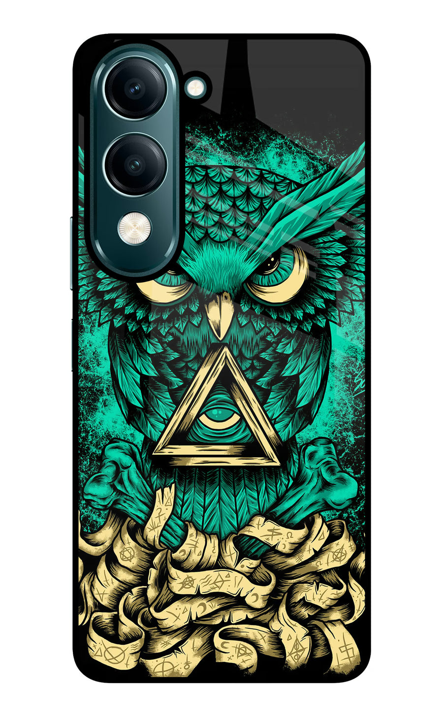 Green Owl Vivo Y19 5G Back Cover, Glass case