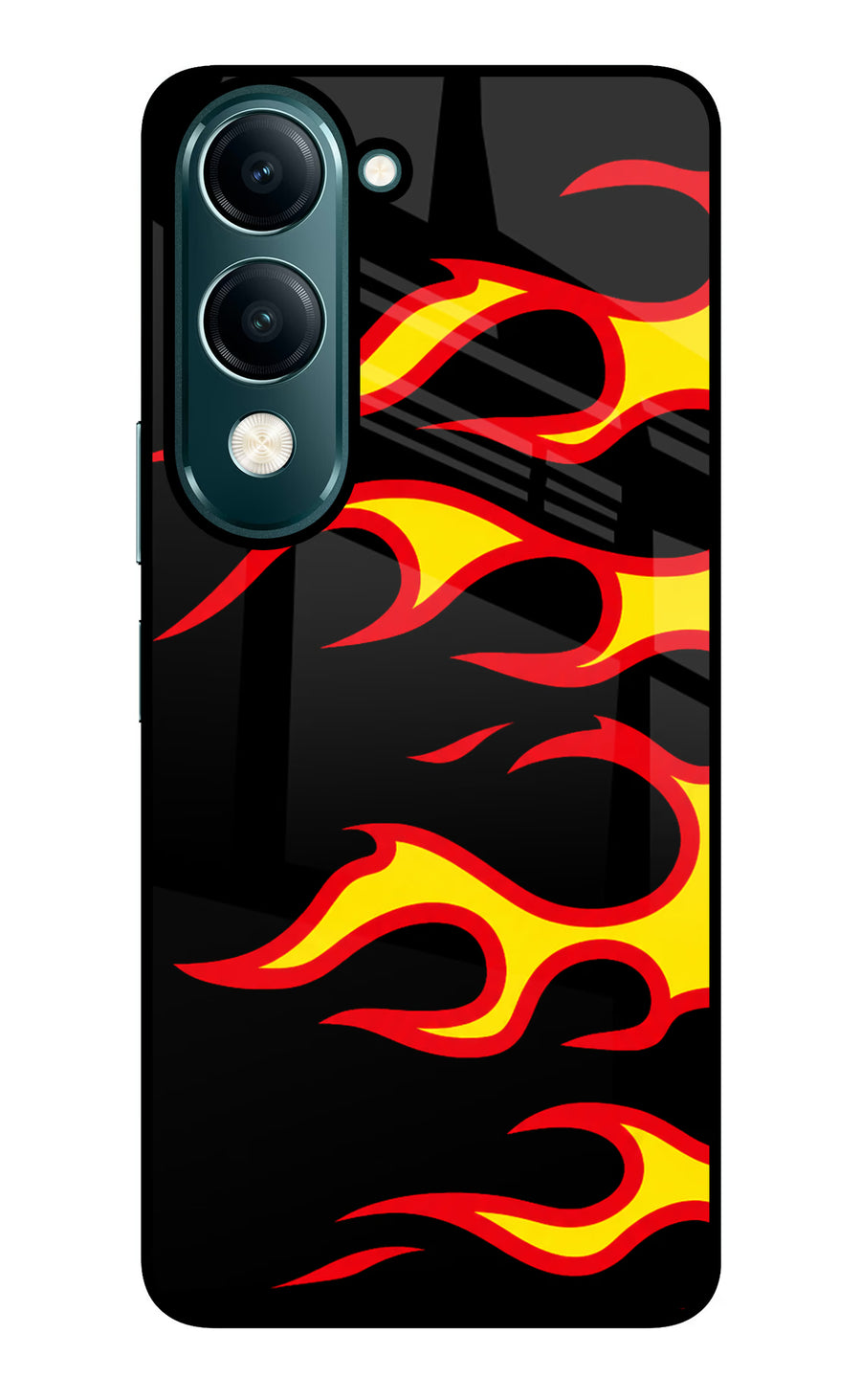 Side Sweep Flames Vivo Y19 5G Back Cover, Glass case