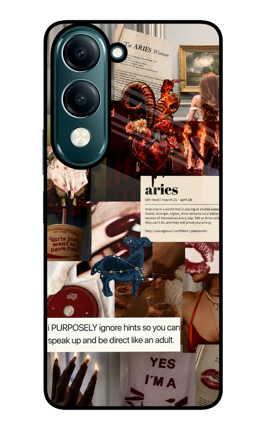 Zodiac Aries Vivo Y19 5G Back Cover, Glass case