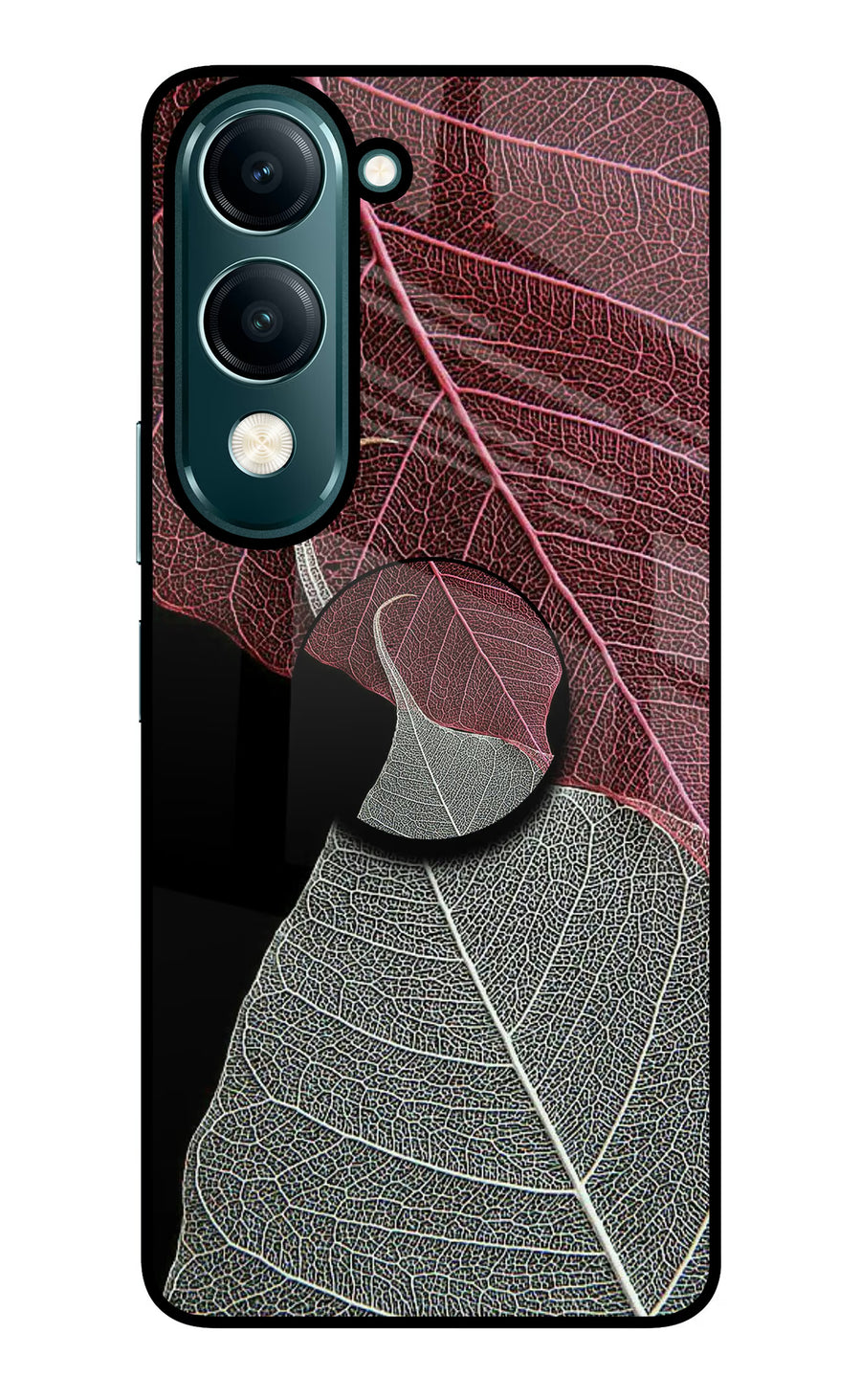 Leaf Pattern Vivo Y19 5G Pop Case, Glass case