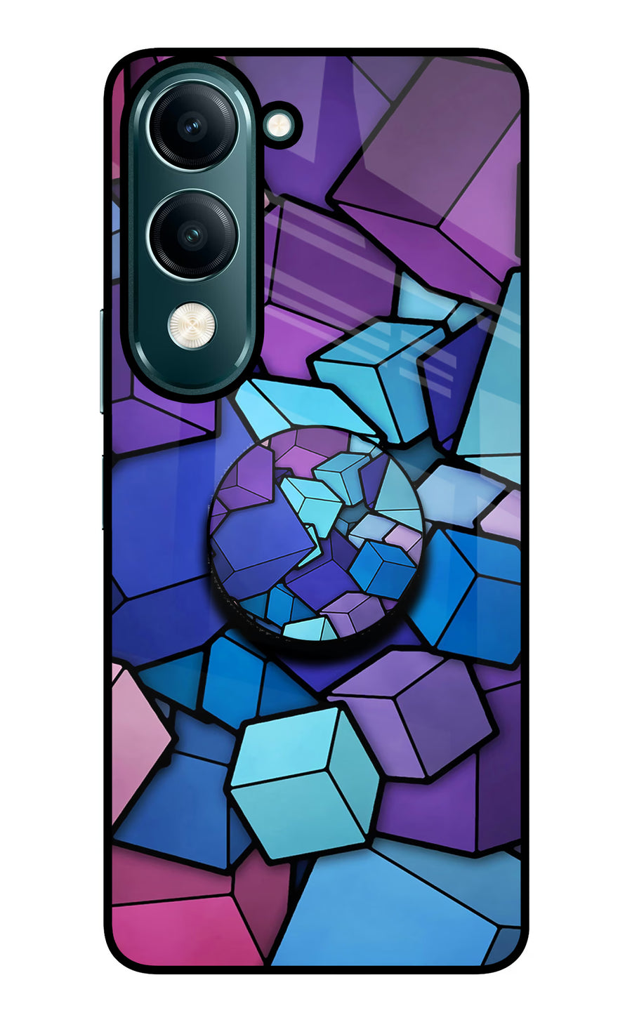 Cubic Abstract Vivo Y19 5G Pop Case, Glass case