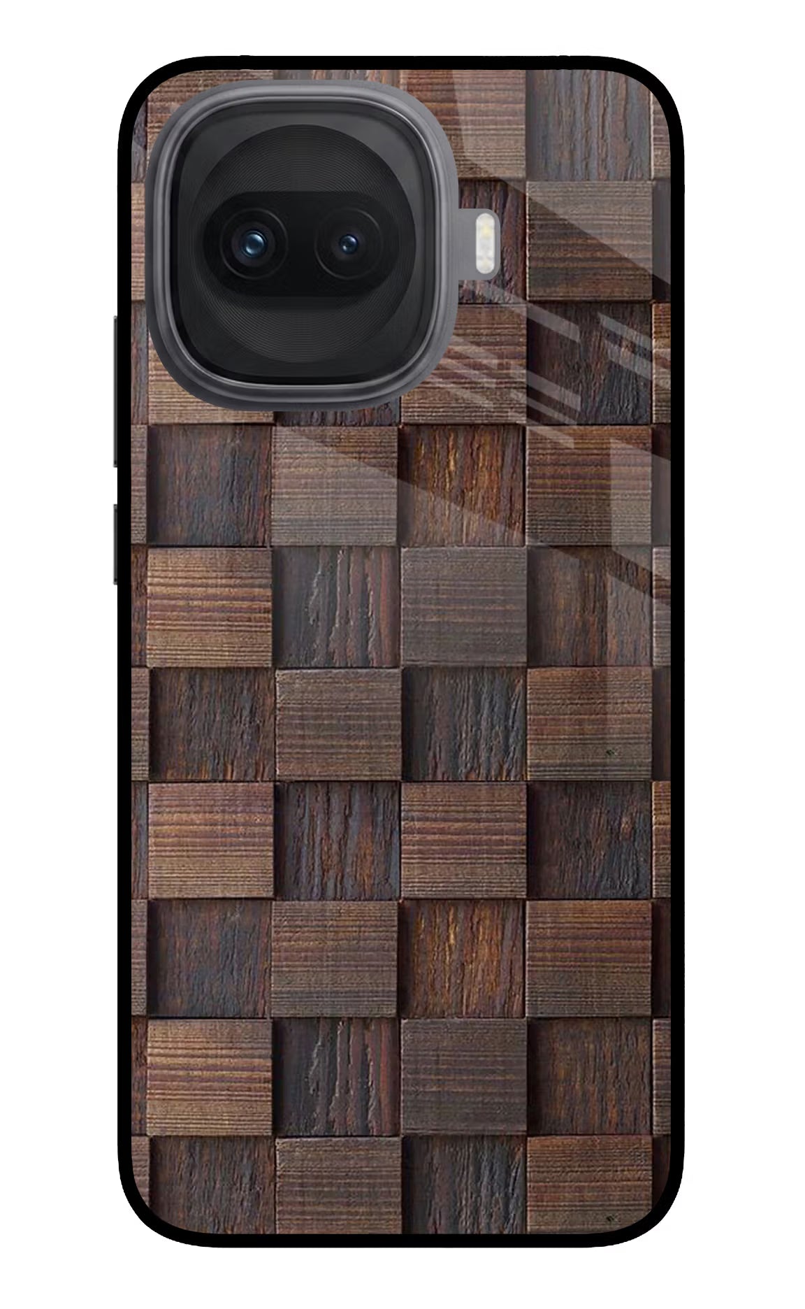 Wooden Cube Design iQOO 15R 5G Glass Case