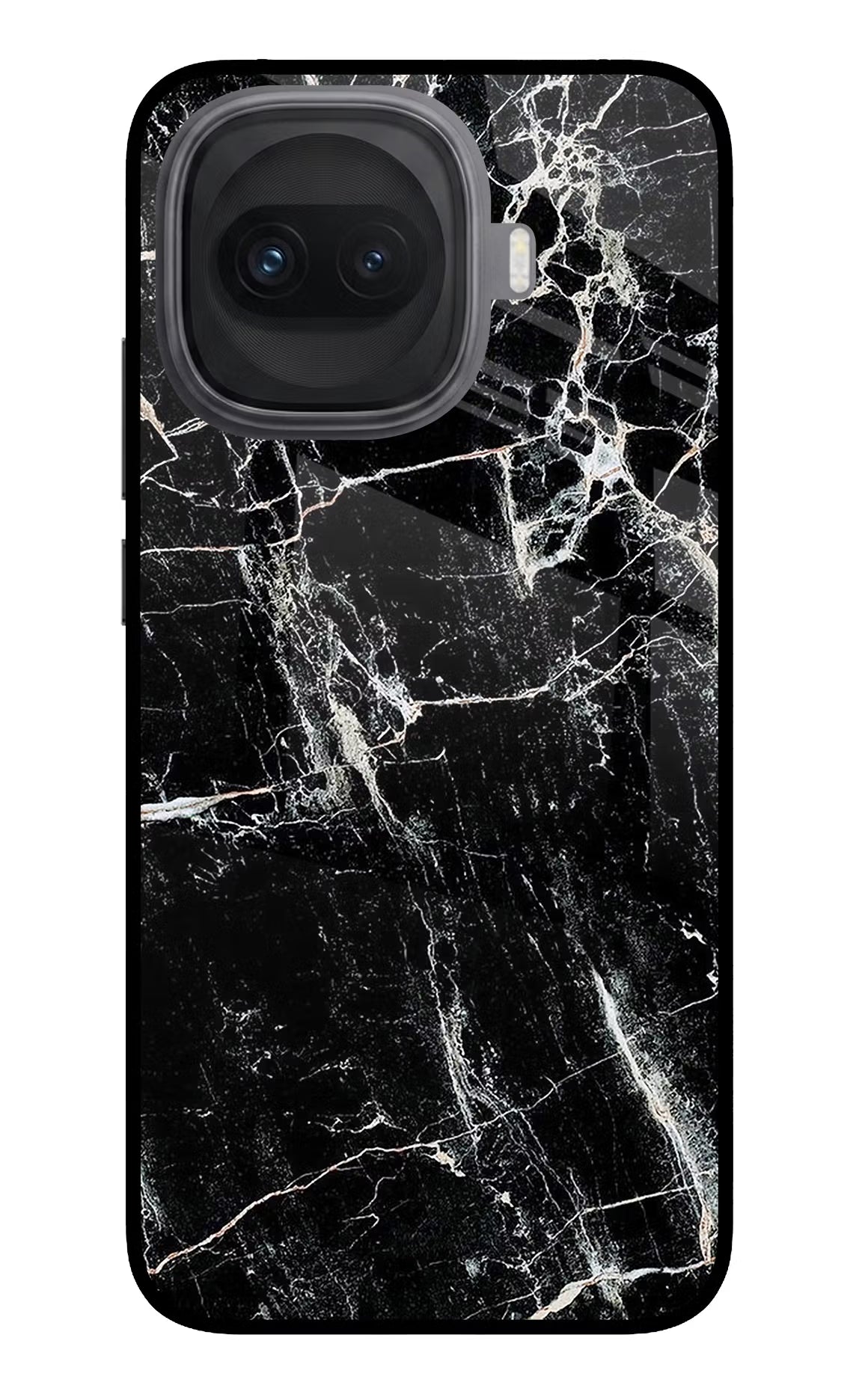 Black Marble Texture iQOO 15R 5G Glass Case Back Cover by Casekaro